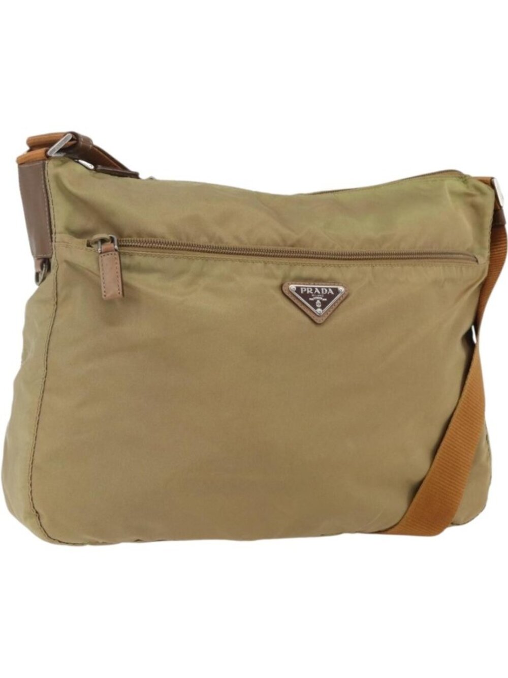 PRADA Shoulder Bag Nylon Beige Silver